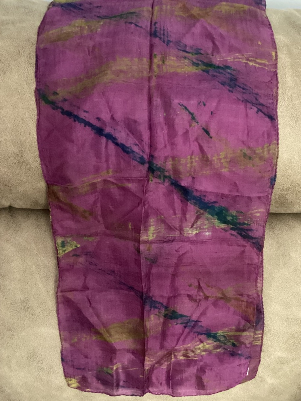 Silk purple print scarf India New no tag